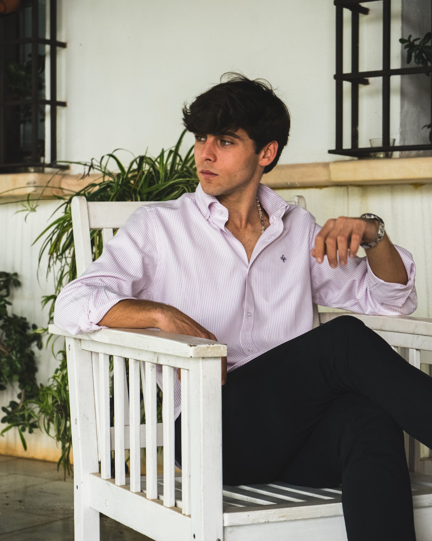CAMISA RAYAS ROSA