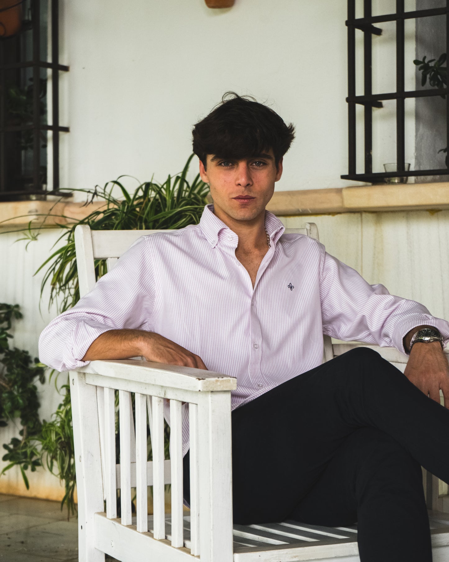 CAMISA RAYAS ROSA