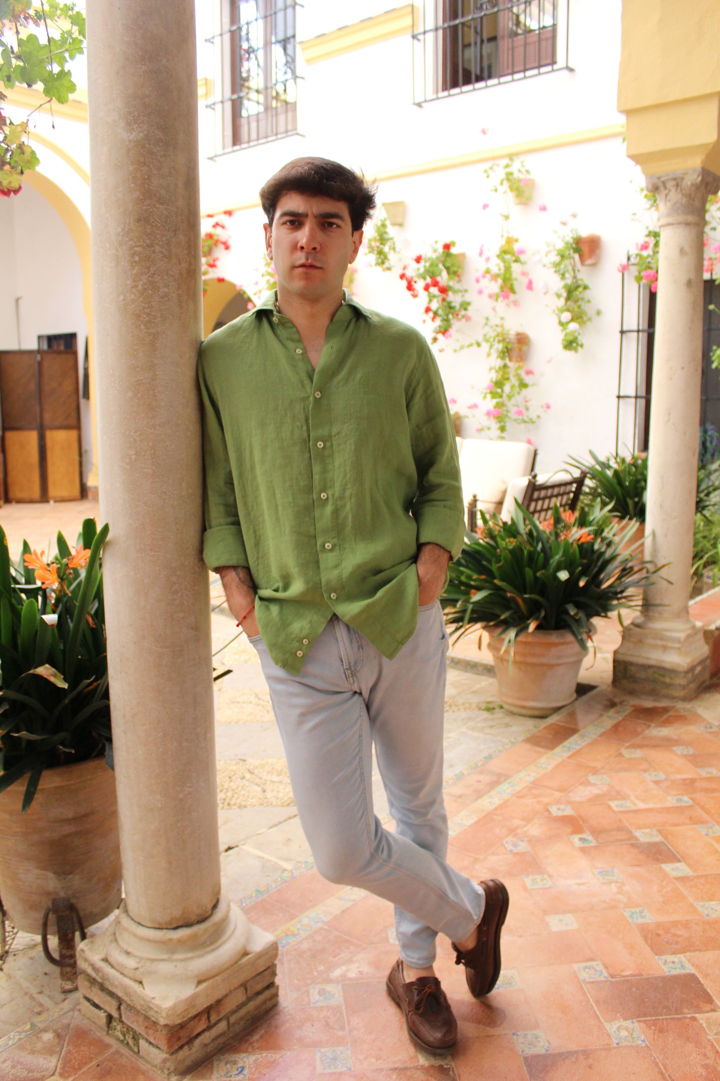 CAMISA LINO VERDE PISTACHO