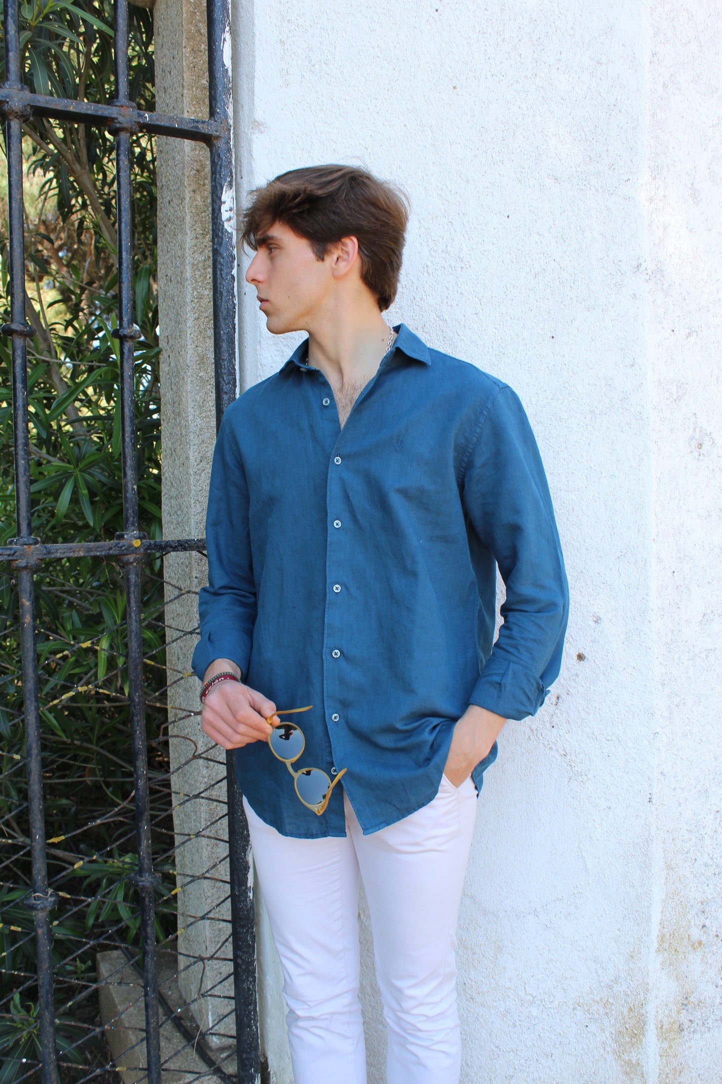 CAMISA LINO AZUL MARINO