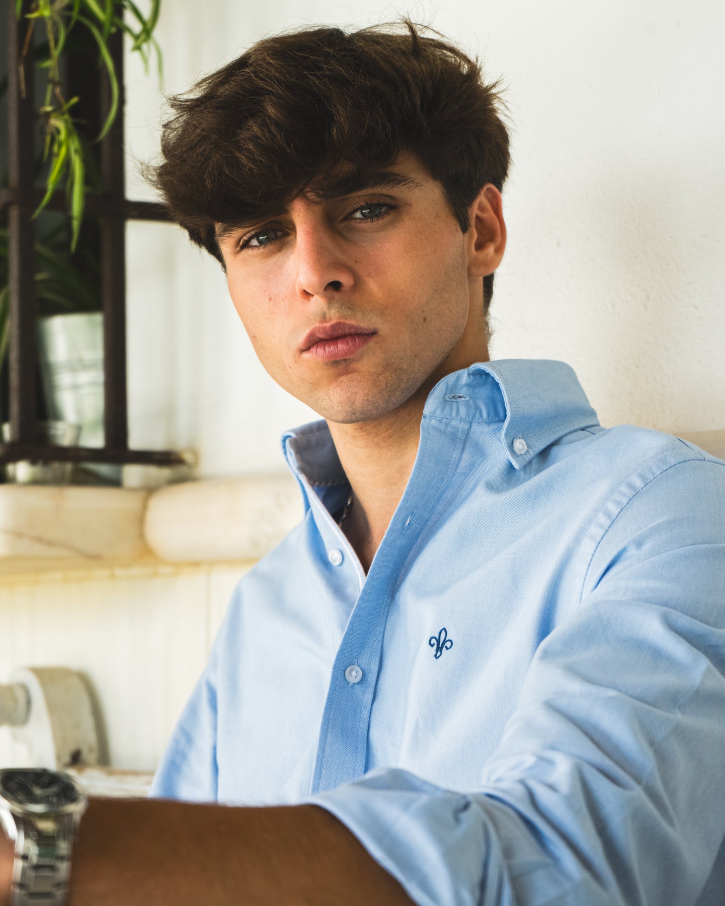 CAMISA OXFORD CELESTE
