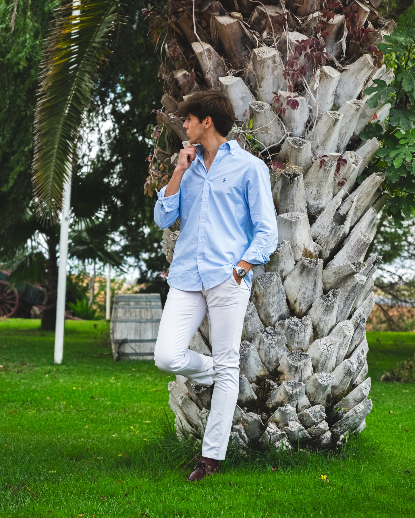 CAMISA OXFORD CELESTE
