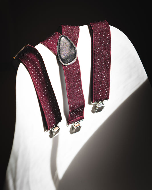 TIRANTES BURDEOS MICROTOPO BLANCO