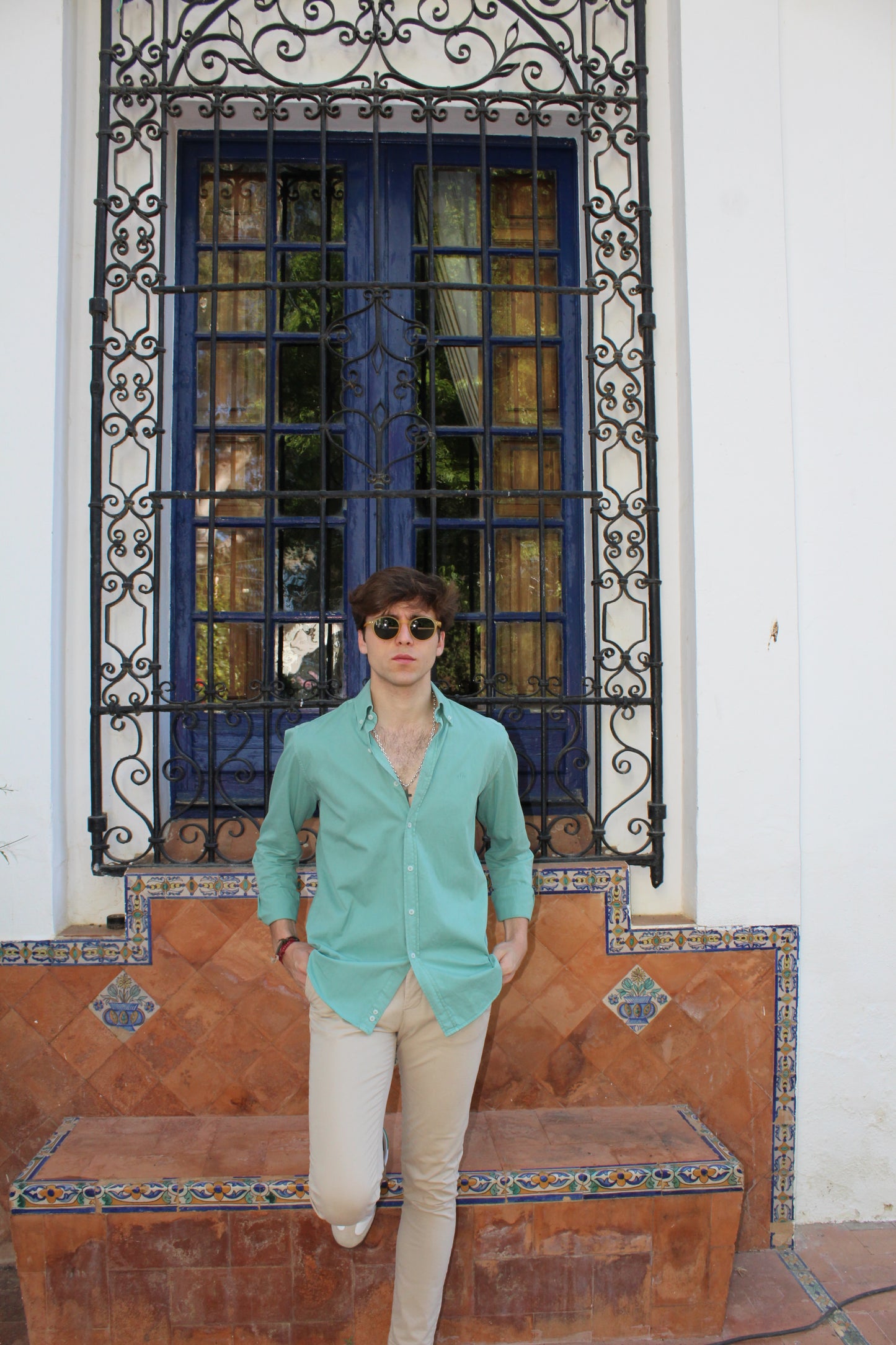 CAMISA SARGA ALGODÓN VERDE