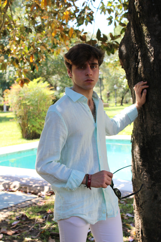 CAMISA LINO VERDE MENTA