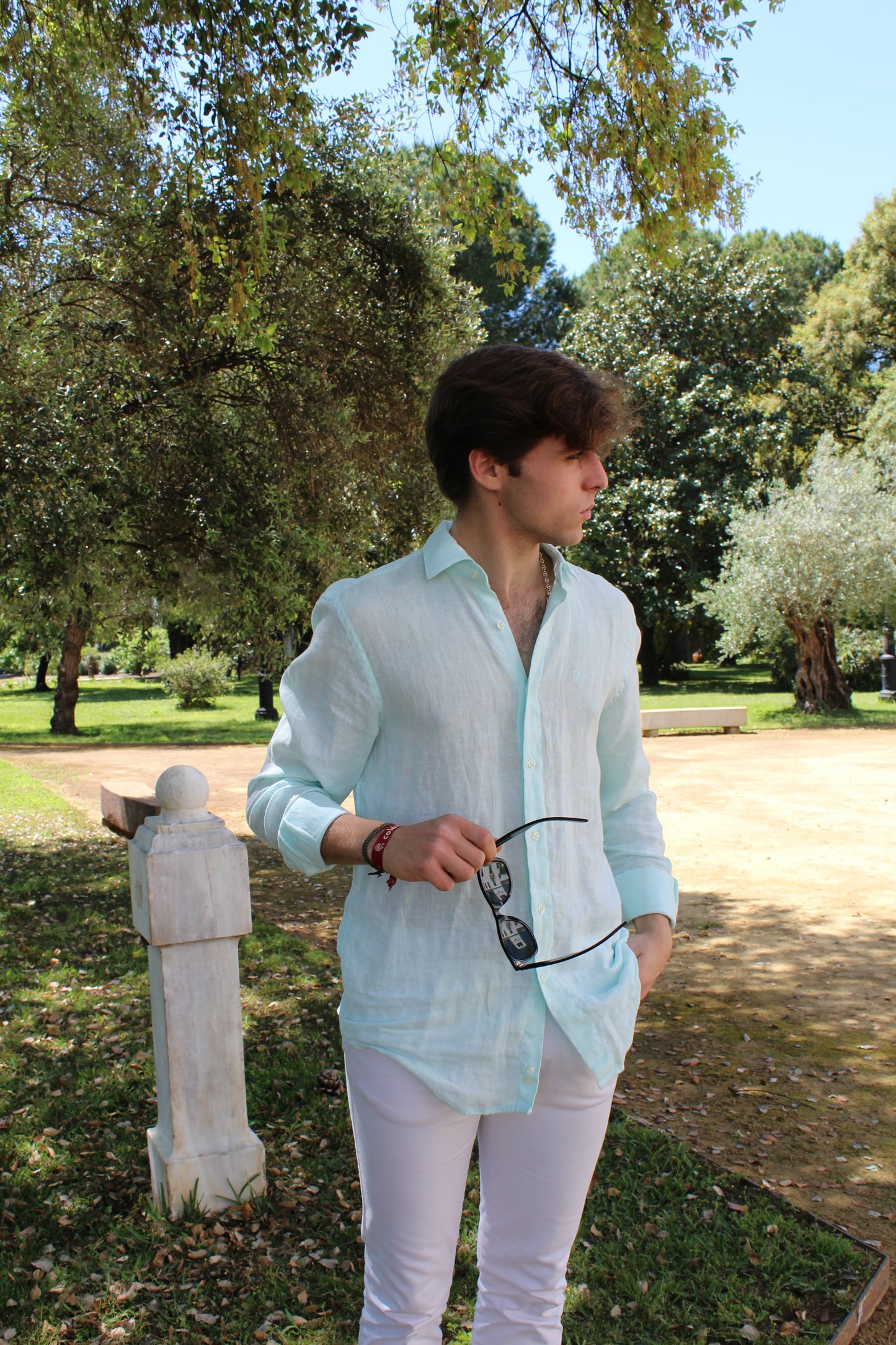 CAMISA LINO VERDE MENTA