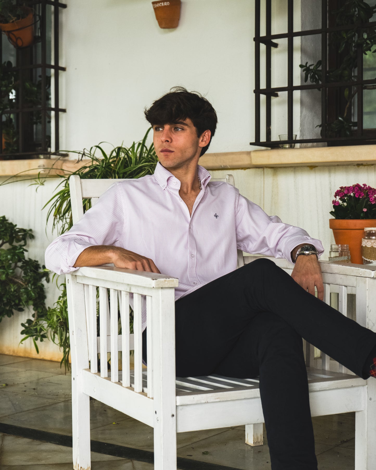 CAMISA RAYAS ROSA