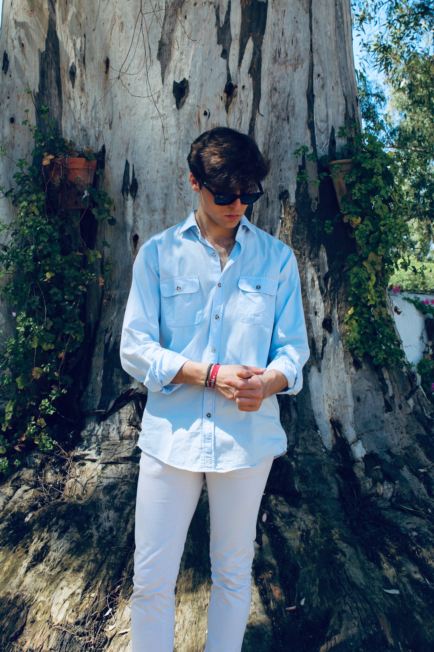 CAMISA DOS BOLSILLOS AZUL CELESTE