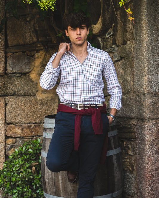CAMISA CUADROS BURDEOS