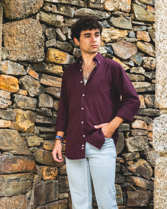 CAMISA OXFORD BURDEOS