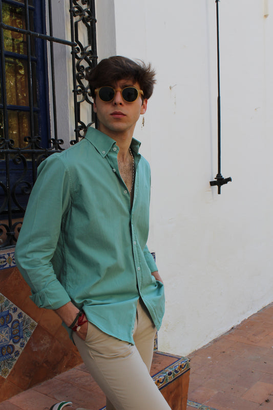CAMISA SARGA ALGODÓN VERDE
