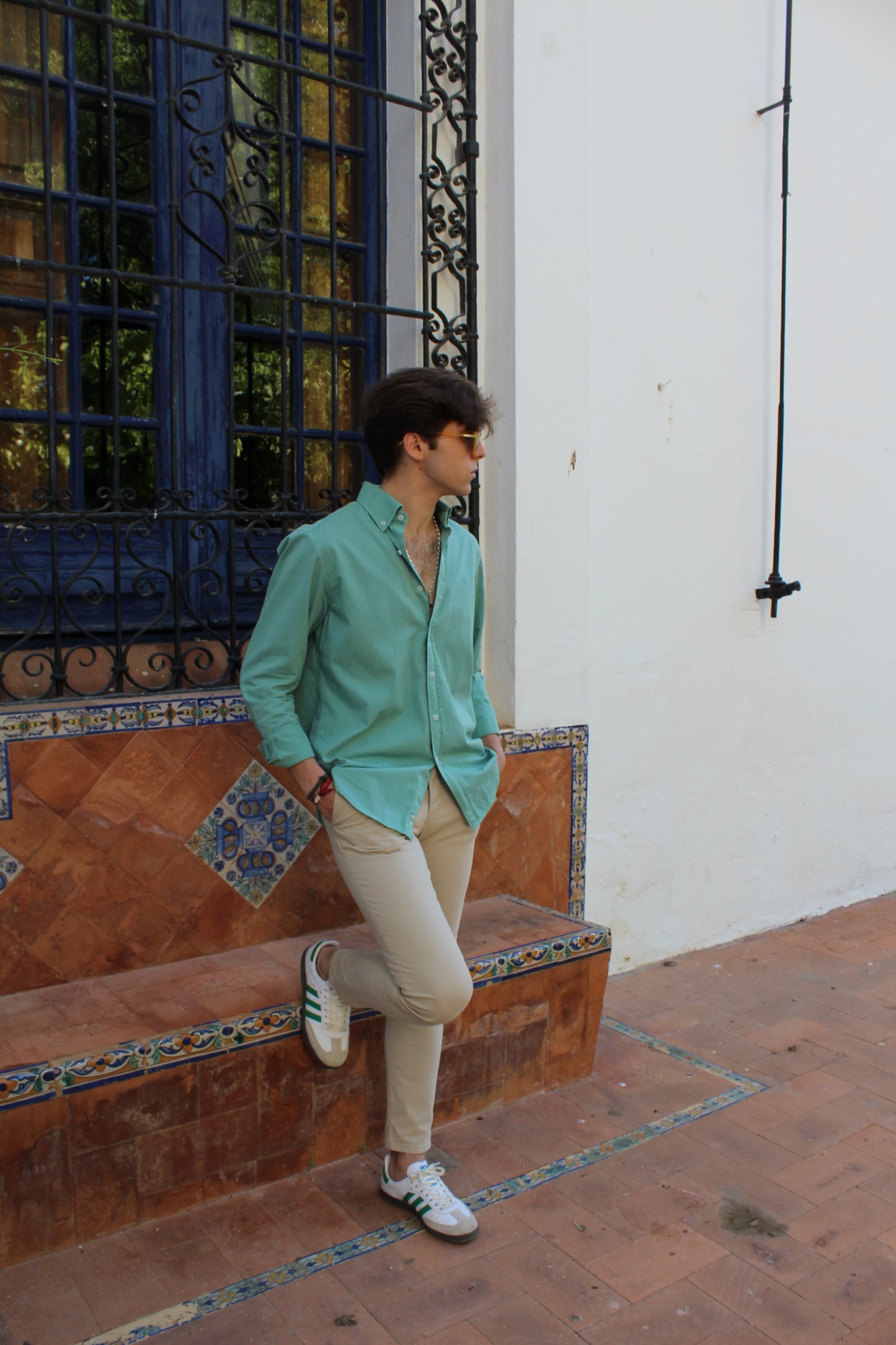 CAMISA SARGA ALGODÓN VERDE