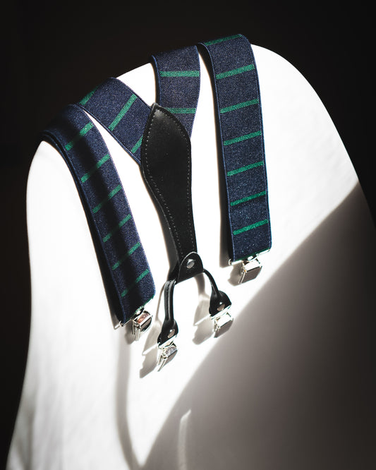 Tirantes azul marino franja verde