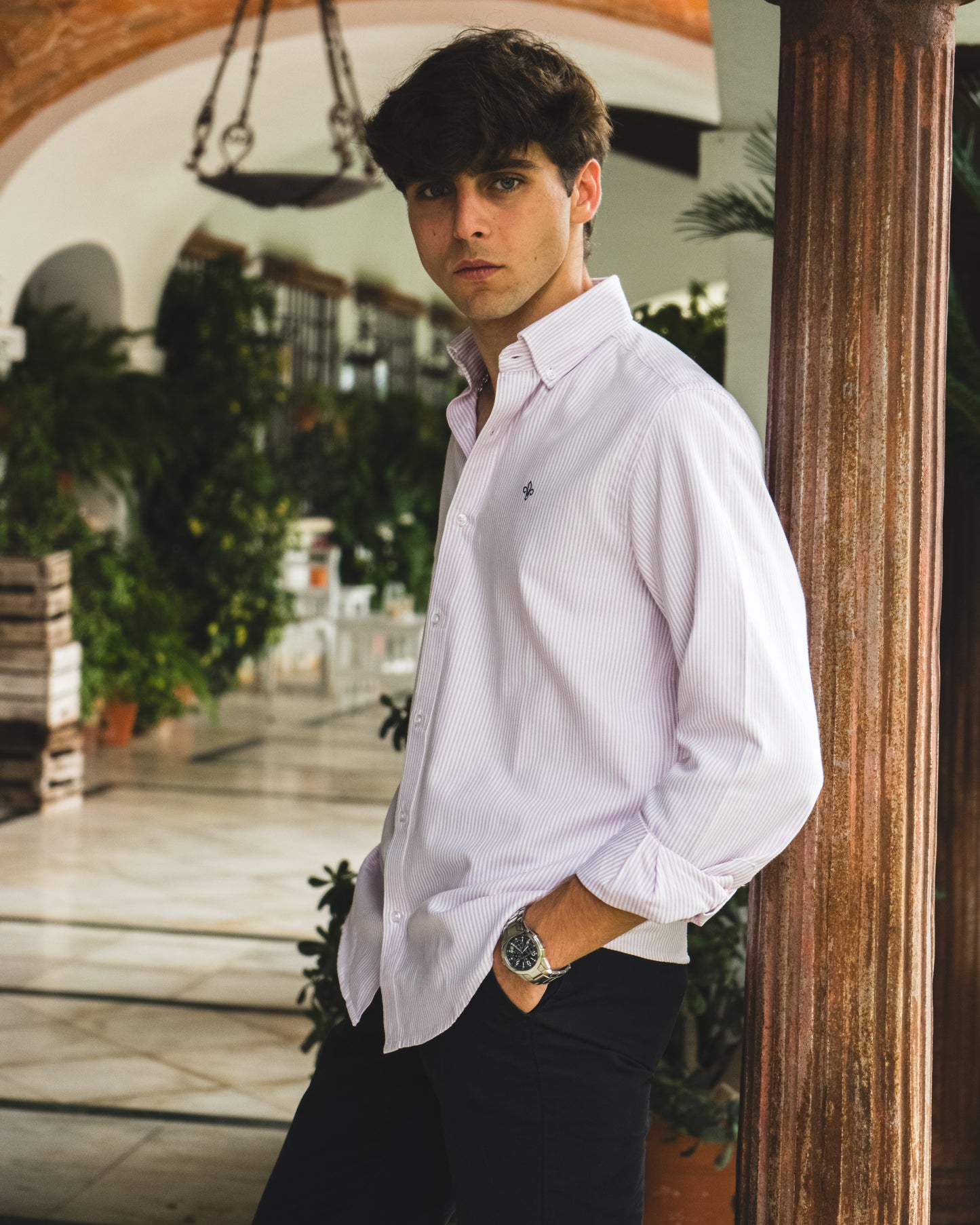 CAMISA RAYAS ROSA