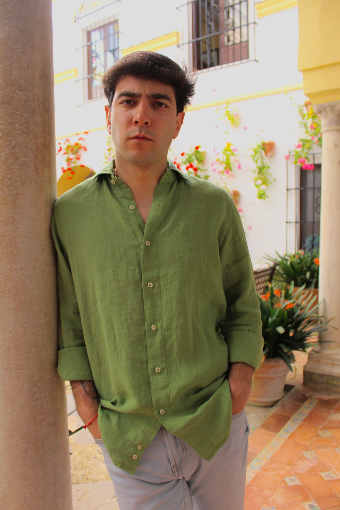 CAMISA LINO VERDE PISTACHO