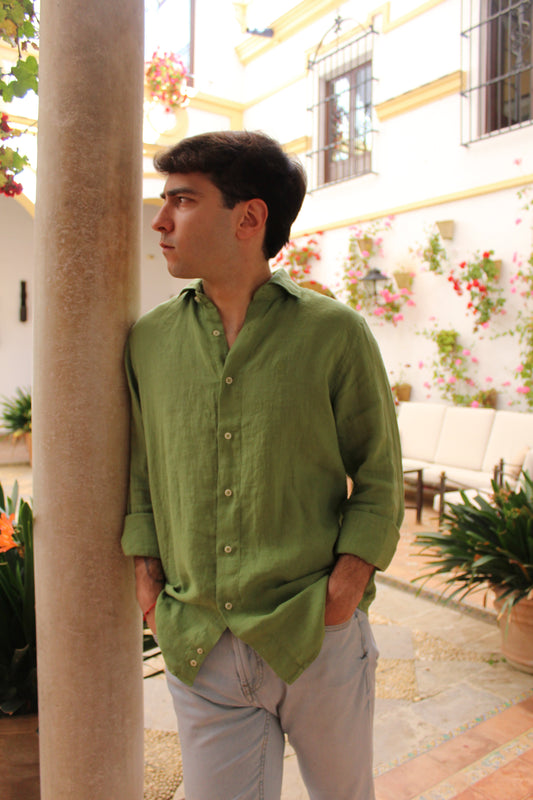 CAMISA LINO VERDE PISTACHO