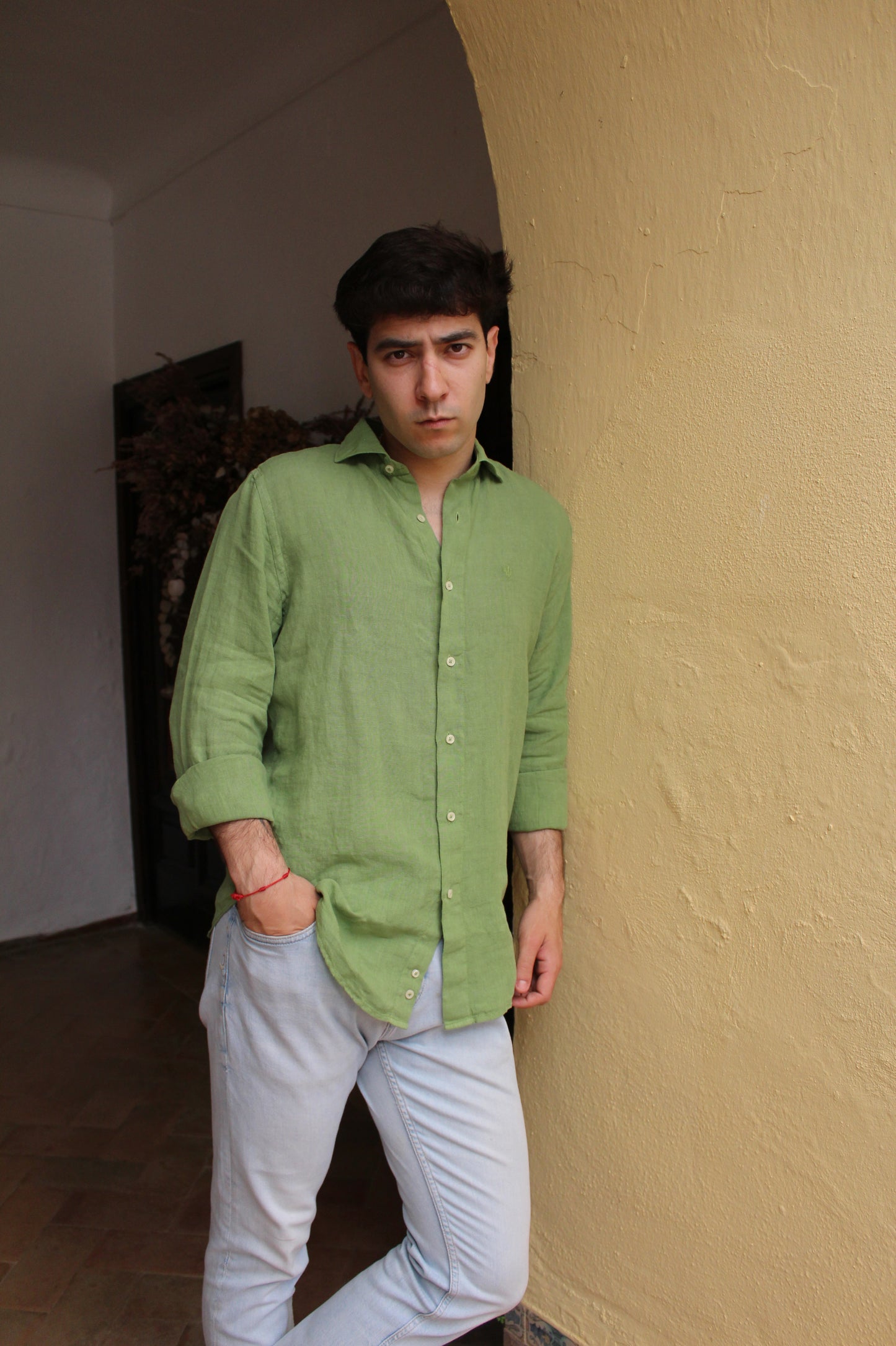CAMISA LINO VERDE PISTACHO
